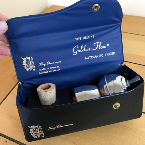 King Chromeware Deluxe Golden Flow Auto Spirit Jigger Vintage MCM Atomic Chrome - Picture 2 of 10